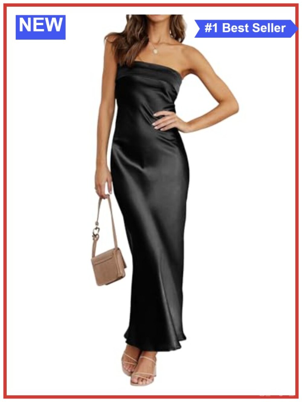 Satin Strapless Bodycon Maxi Formal Wedding Guest Dress